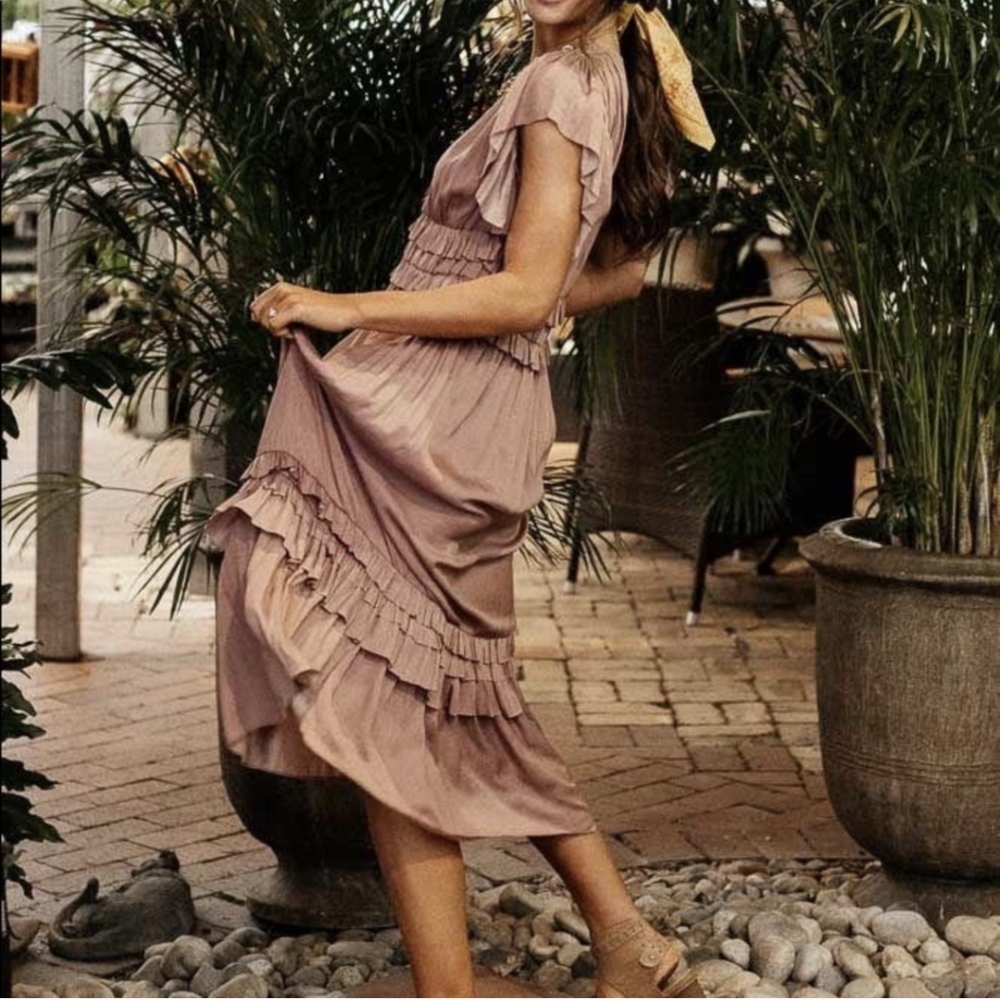 Bohme Willa Ruffle Dress in Lavender Women's Size Small